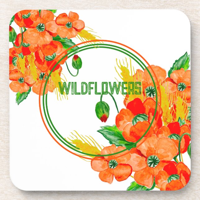 Wilde Blume Aquarell Getränkeuntersetzer (Vorderseite)
