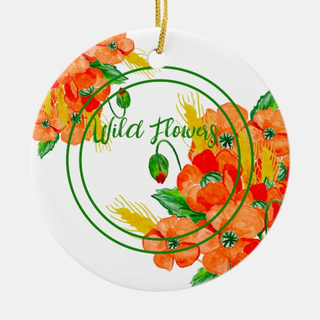 Wilde Blume Aquarell Keramik Ornament (Vorne)