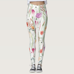 Wilde Blume Aquarell Nahtloses Design Leggings