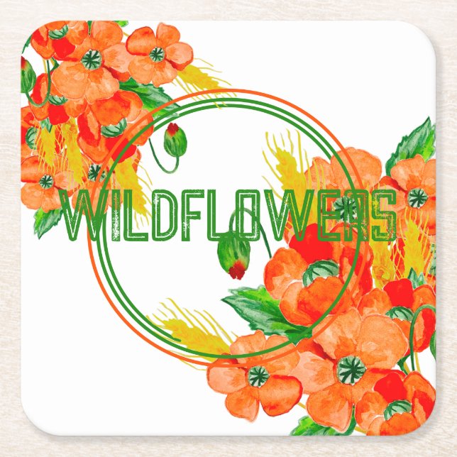 Wilde Blume Aquarell Rechteckiger Pappuntersetzer (Vorderseite)
