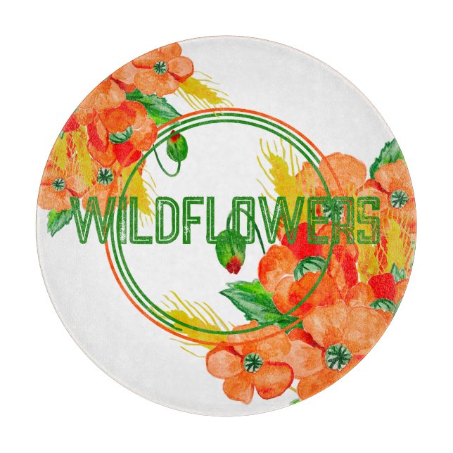 Wilde Blume Aquarell Schneidebrett (Vorderseite)