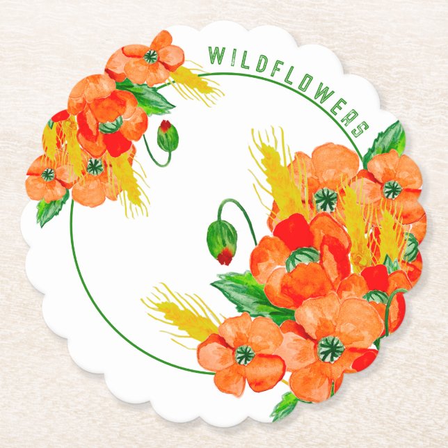 Wilde Blume Aquarell Untersetzer (Vorderseite)