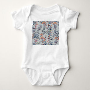 Wilde Blume auf blau, botanisch. Baby Strampler