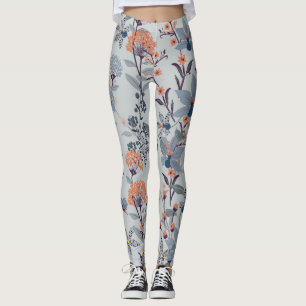 Wilde Blume auf blau, botanisch. Leggings