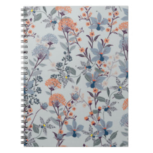 Wilde Blume auf blau, botanisch. Notizblock