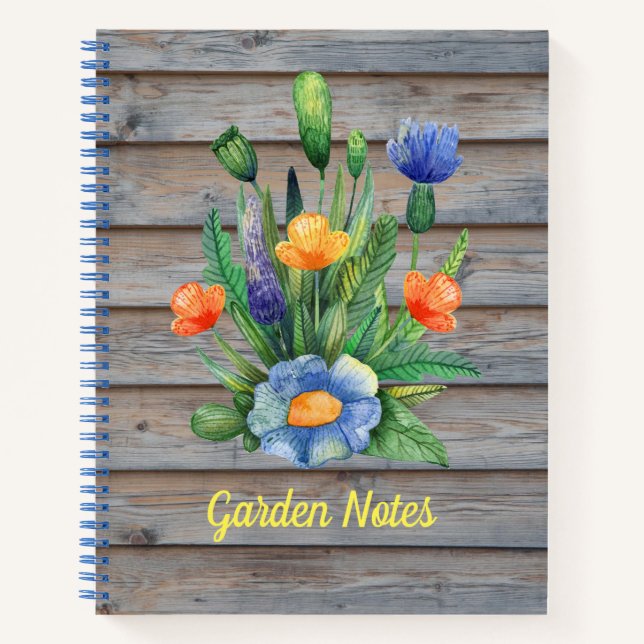Wilde Blume auf Holzverkleidungen Notizbuch (Vorderseite)