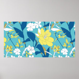 Wilde Blume auf weißem Hintergrund nahtlos Poster