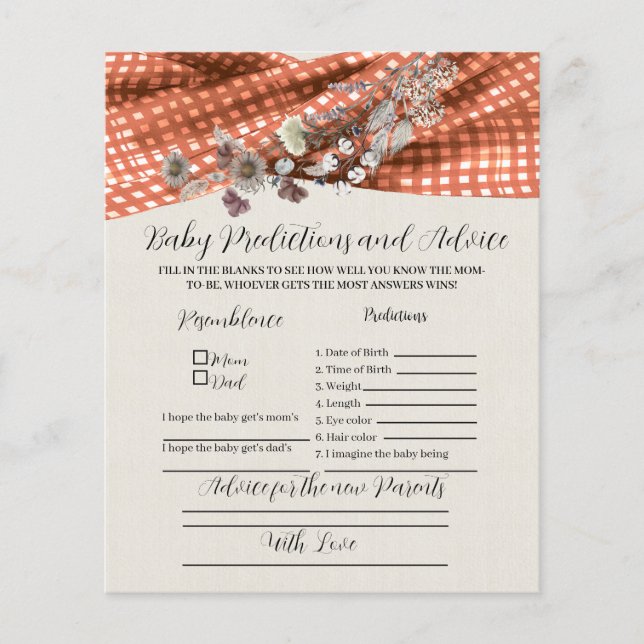 Wilde Blume Baby Vorhersagen und Ratschläge. (Vorderseite)