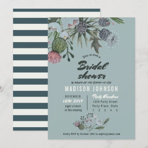 Wilde Blume   blau   Einladungen zur Brautdusche