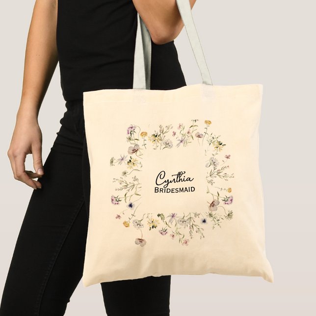 Wilde Blume Bloom Personalize Bridesmaid Tote Bag Tragetasche (Von Creator hochgeladen)