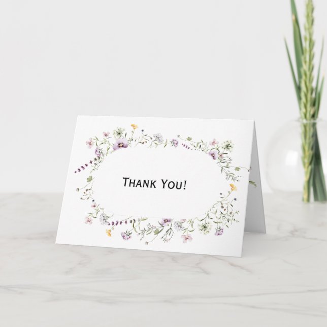 Wilde Blume Bloom Vielen Dank, dass Sie geklappt h Dankeskarte (Vorderseite)