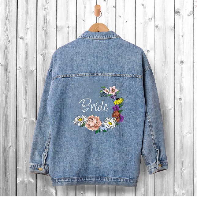 Wilde Blume Blumenblauer Pilz Hochzeit Jeansjacke (Von Creator hochgeladen)