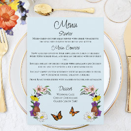 Wilde Blume Blumenblauer Pilz Hochzeit Menükarte