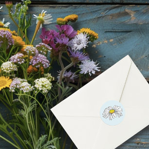 Wilde Blume Blumenblauer Pilz Runder Aufkleber