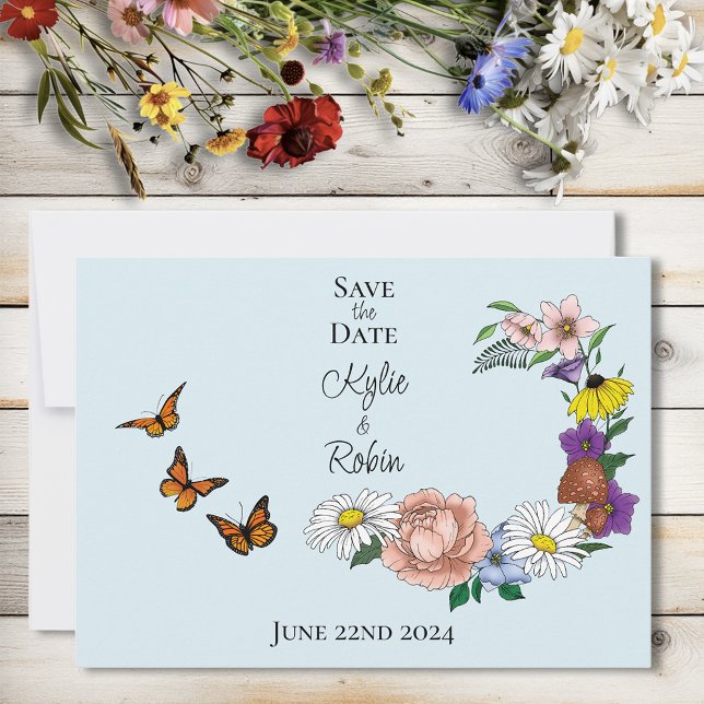 Wilde Blume Blumenblauer Pilz Save The Date (Von Creator hochgeladen)