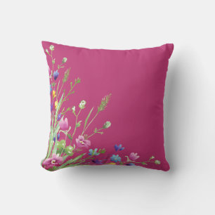 Wilde Blume Botanisches Rosa Kissen