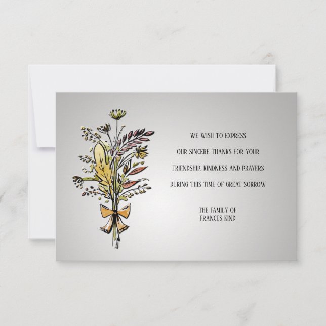 Wilde Blume Bouquet Begräbnis Danke, Cards Dankeskarte (Vorderseite)