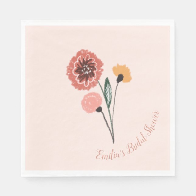 Wilde Blume Bunch Blumenmuseum Brautparty Serviette (Vorderseite)