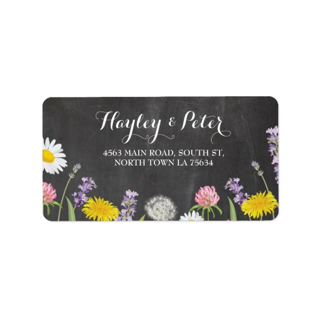 Wilde Blume Elegante Chalk-Adressenaufkleber Adressaufkleber (Vorne)