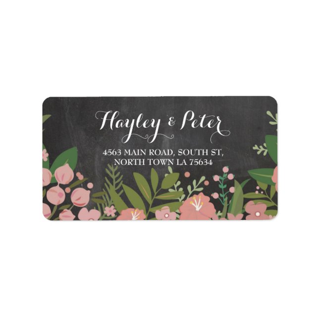 Wilde Blume Elegante Chalk-Adressenaufkleber Adressaufkleber (Vorne)