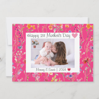 Wilde Blume elegantes First Mother's Day Foto Dankeskarte