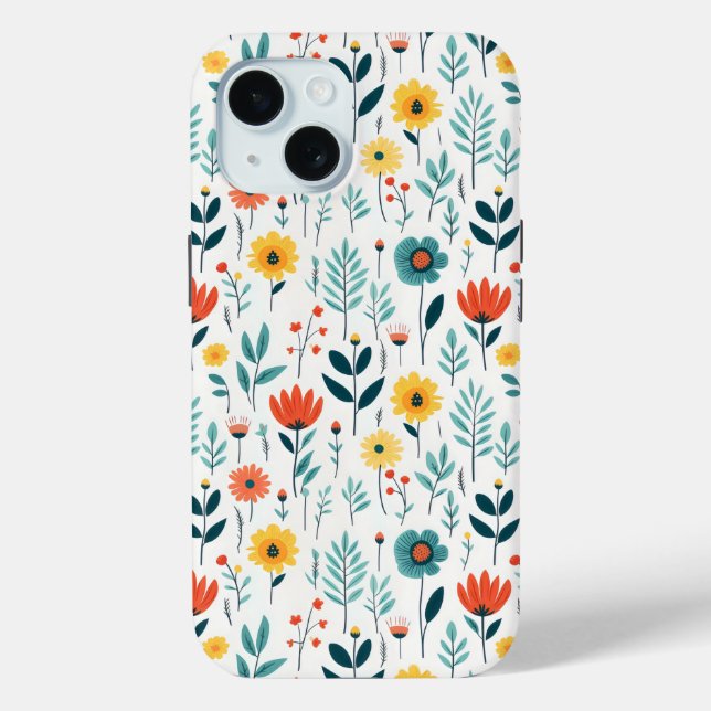 Wilde Blume Farbiges Muster Case-Mate iPhone Hülle (Rückseite)