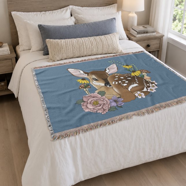 Wilde Blume Fawn Blue Decke (Von Creator hochgeladen)