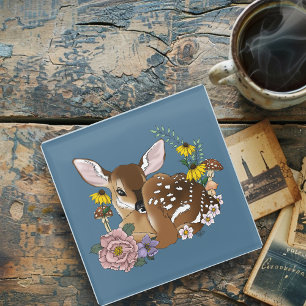 Wilde Blume Fawn Blue Glasuntersetzer