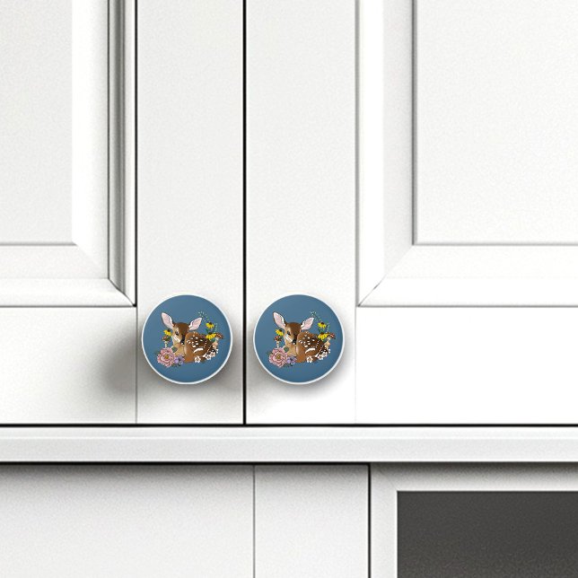 Wilde Blume Fawn Blue Keramikknauf (Von Creator hochgeladen)