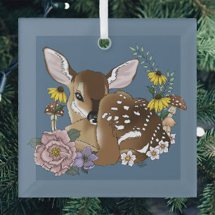 Wilde Blume Fawn Blue Ornament Aus Glas
