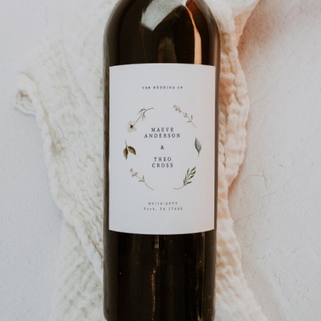 Wilde Blume florale Elegantes Party Dekoration Hoc Weinetikett (Von Creator hochgeladen)