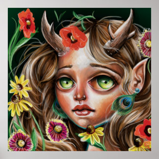 Wilde Blume Forest Nymph Pop Surrealismus Poster