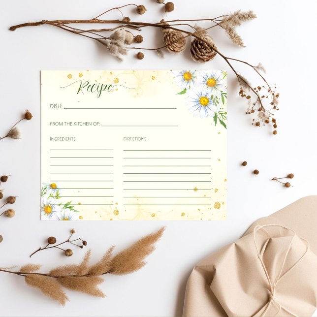 Wilde Blume Frühlingsrezepte (Wild daisy flowers spring summer bridal shower recipe card)