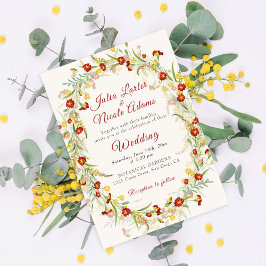 Wilde Blume Gelbe Marigold Foliage Foto Hochzeit Einladung