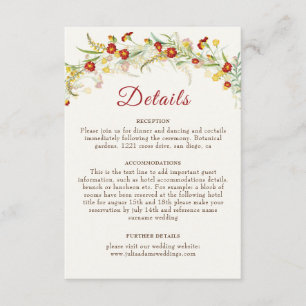 Wilde Blume Gelbe Marigold Foliage Hochzeit Begleitkarte