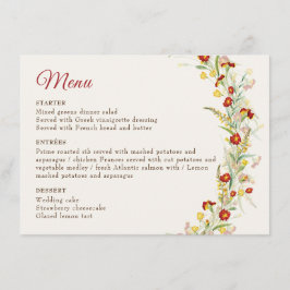 Wilde Blume Gelbe Marigold Foliage Hochzeit Menükarte