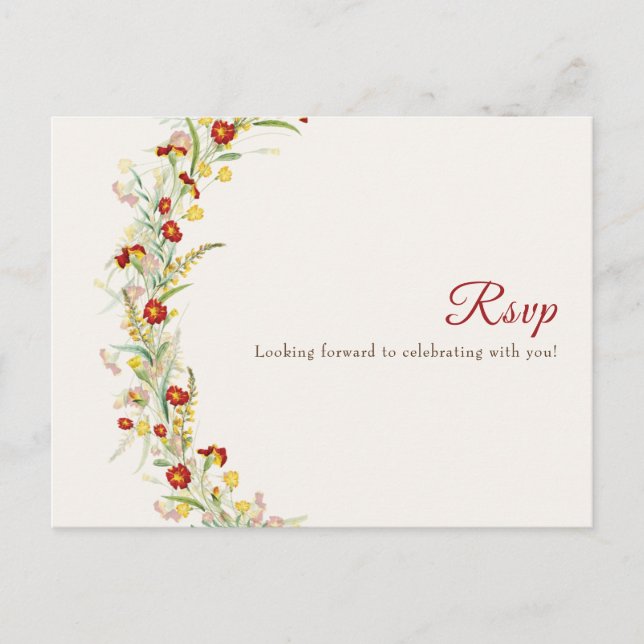Wilde Blume Gelbe Marigold Foliage Hochzeit Postkarte (Vorderseite)