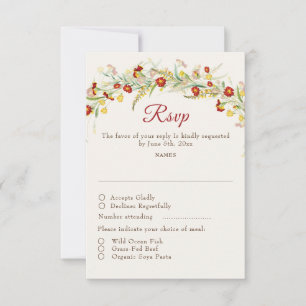 Wilde Blume Gelbe Marigold Foliage Hochzeit RSVP Karte