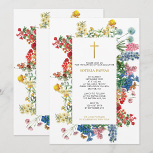Wilde Blume Griechisch-Orthodoxe Christening Taufe Einladung