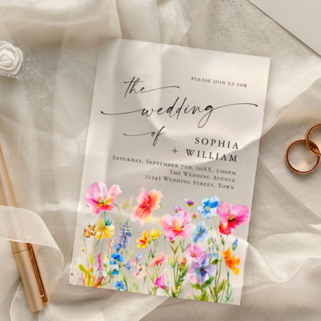 Wilde Blume Hochzeit im festlichen Bright Watercol Acryleinladungen (Von Creator hochgeladen)