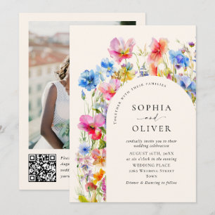 Wilde Blume Hochzeit im festlichen Bright Watercol Einladung