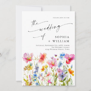 Wilde Blume Hochzeit im festlichen Bright Watercol Einladung