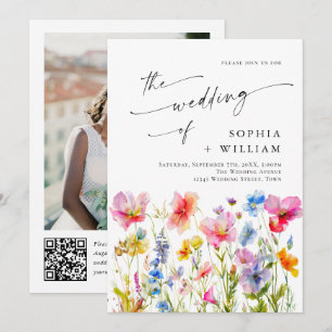Wilde Blume Hochzeit im festlichen Bright Watercol Einladung