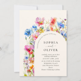 Wilde Blume Hochzeit im festlichen Bright Watercol Einladung