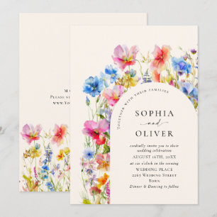 Wilde Blume Hochzeit im festlichen Bright Watercol Einladung