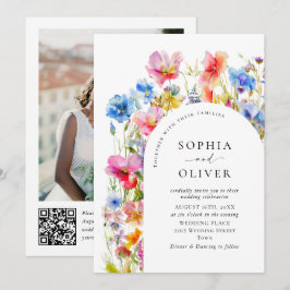 Wilde Blume Hochzeit im festlichen Bright Watercol Einladung