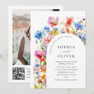 Wilde Blume Hochzeit im festlichen Bright Watercol Einladung