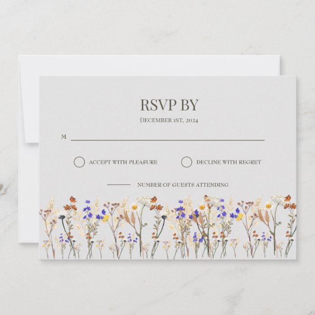 Wilde Blume Hochzeit-RSVP-Karte Einladung (Vorderseite)