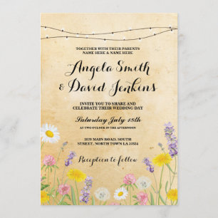 Wilde Blume Hochzeit Vintage Lichter Flora Einladu Einladung