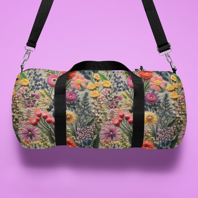 Wilde Blume Imitate Stickereien Blumenmuster Duffle Bag (Von Creator hochgeladen)
